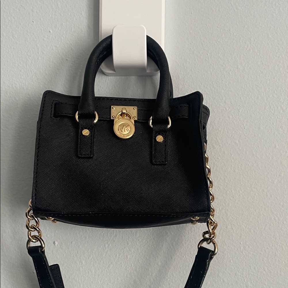 Michael Kors Black Mini Bag with Gold Details